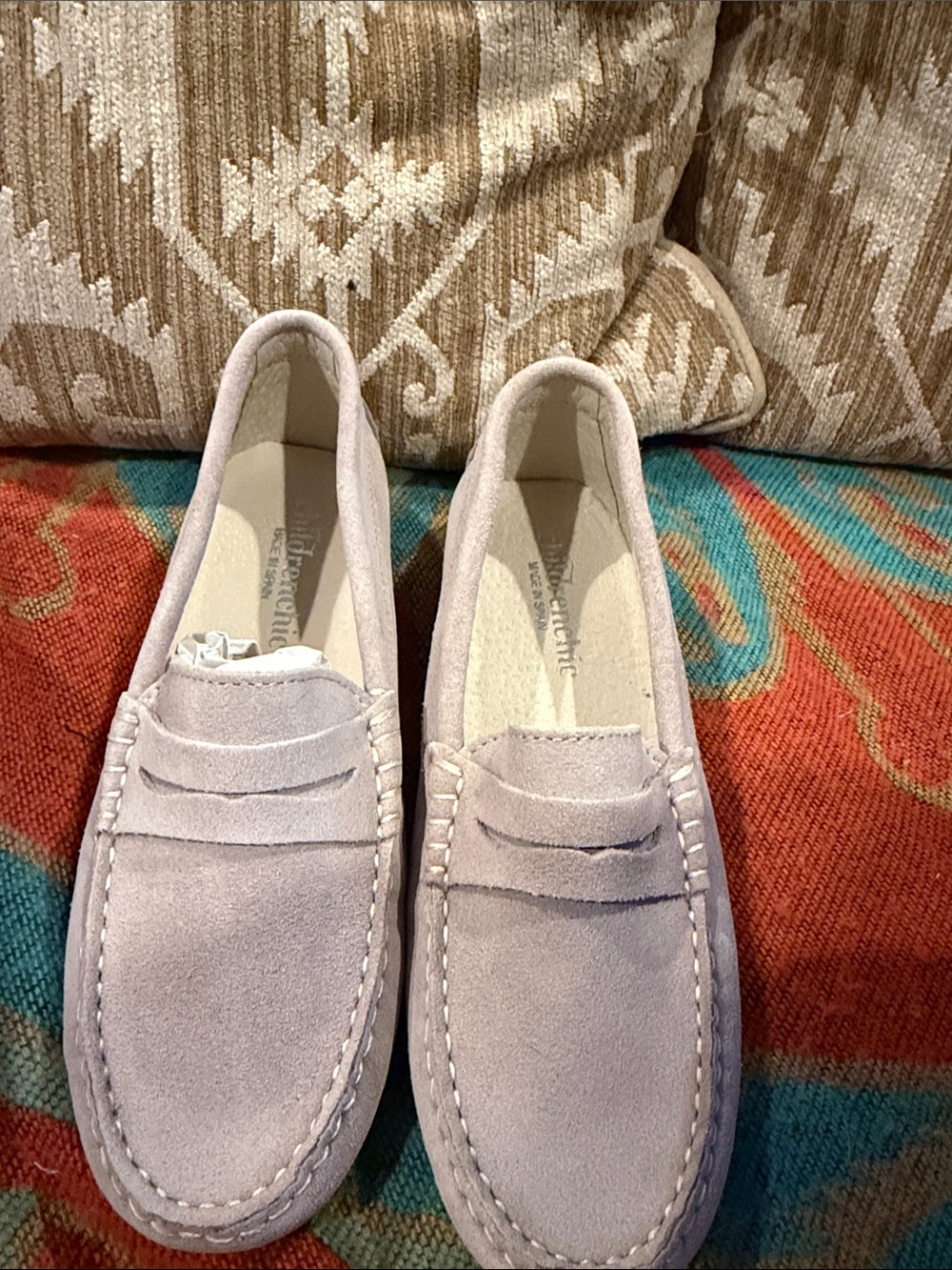 Kids Suede Moccasin Loafers in Light Pink